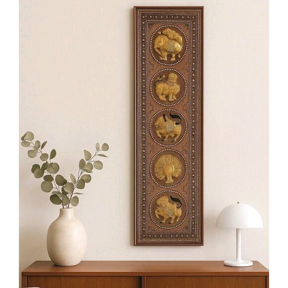 Other - Vtg Burmese Thai Kalaga Tapestry Wall Art Elephant Peacock Lion Beaded 54” Large